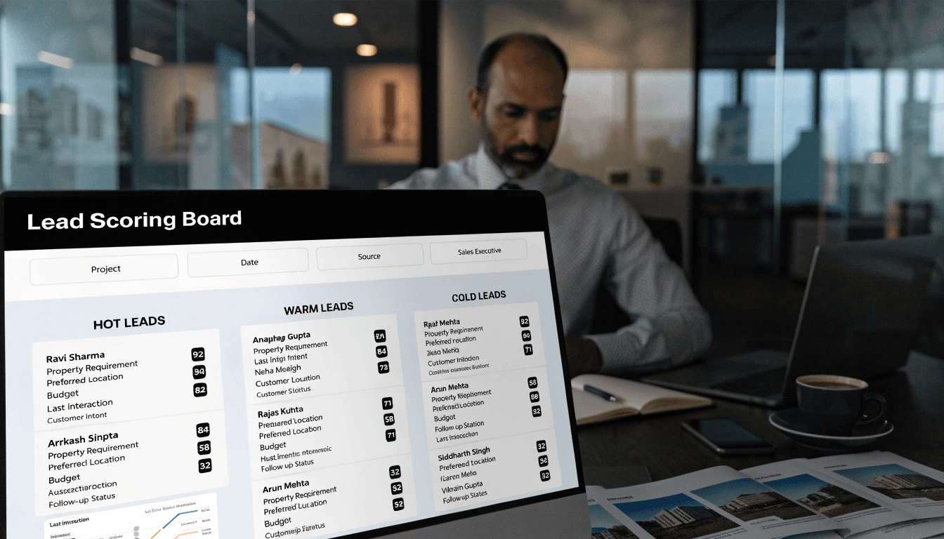Original Lead Scoring Board product mockup with ranked Hot, Warm and Cold leads