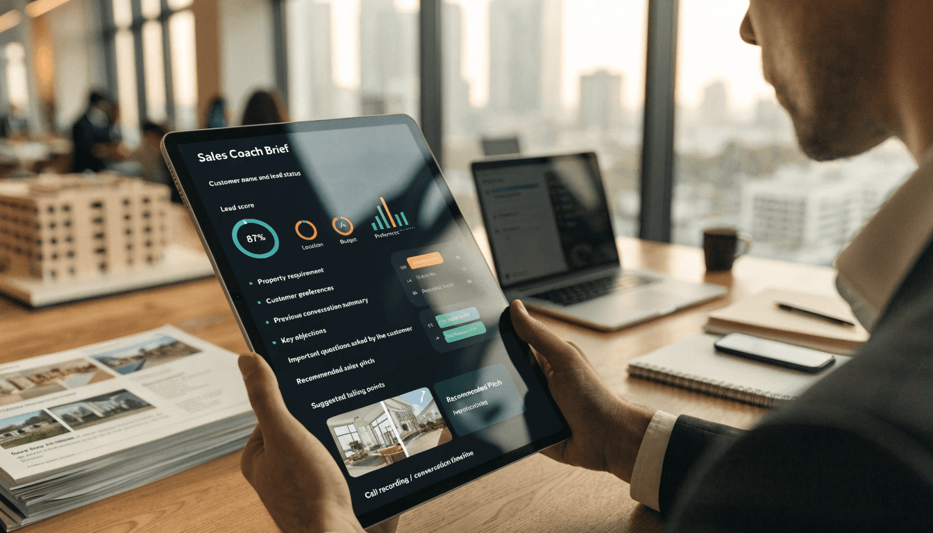 Original Sales Coach Brief on a tablet with preferences and objections